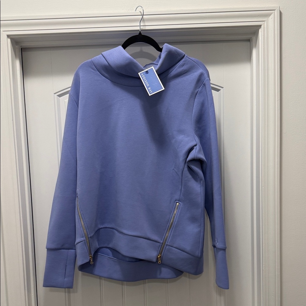 NWT Addison Bay Polished Double Knit Zip Everyday Pullover in Violet